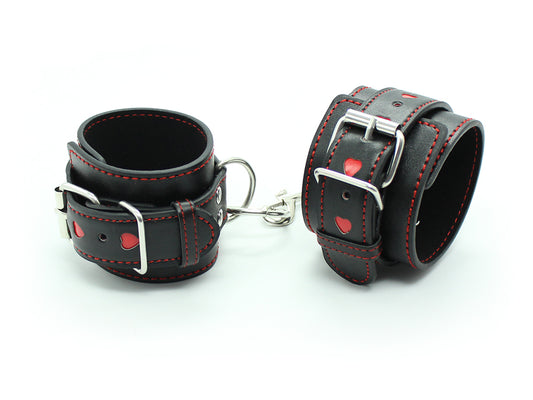 BDSM Bondage Fetish Handcuffs Ankle Wrist Cuffs Restraints - Black