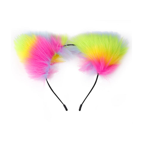 RY Cosplay Furry Fox Tail Anal Plug/Headband/Nipple Clamp/Collar Bondage Kit - Multicolor