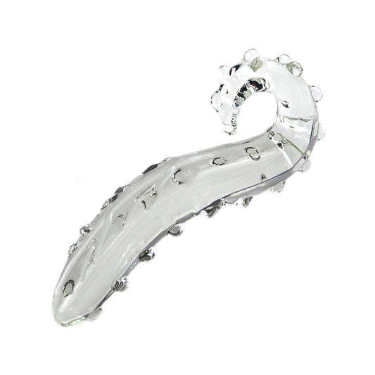 Crystal Glass Hippocampus Beaded Anal Plug Dildo - Clear