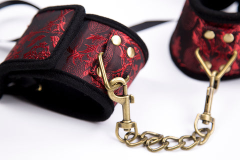 BDSM Fetish Bondage Restraint Set - Handcuffs, Ankle Cuffs & Wrist Cuffs BDSM Fetish Bondage Restraint Set - Handcuffs, Ankle Cuffs & Wrist Cuffs