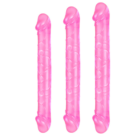 DY Pink Crystal Double Penetration Dildo - 3 Size Options