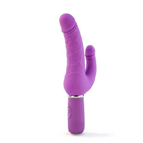 Aphrodisia Levina Double Penis Penetration Realistic Dildo Rabbit Vibrator - Purple