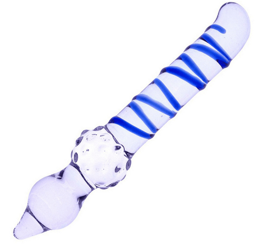 Double Ended 20.5cm Crystal Glass Butt Plug / Anal Beads / Thruster Dildo