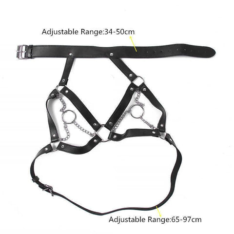 BDSM Breast Bondage with Neck Collar Fetish Body Harness - Black BDSM Breast Bondage with Neck Collar Fetish Body Harness - Black