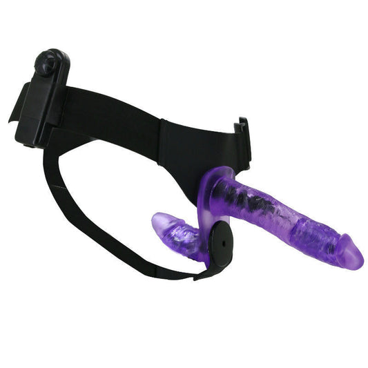 BAILE Double Vibrating Lesbian Strap-on Dildo with Harness - Purple
