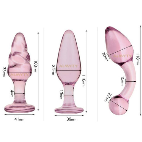 Pink Wearable Crystal Glass Butt Plug & Anal Beads Set - 6 Unique Shapes for Sensual Play Pink Wearable Crystal Glass Butt Plug & Anal Beads Set - 6 Unique Shapes for Sensual Play