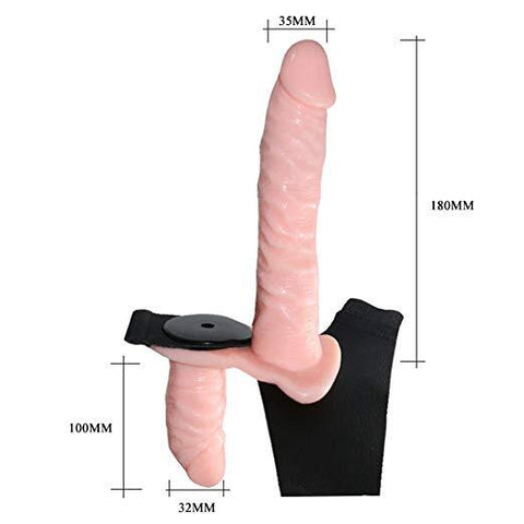 BAILE Double Vibrating Lesbian Strap-on Dildo with Harness- Nude BAILE Double Vibrating Lesbian Strap-on Dildo with Harness- Nude