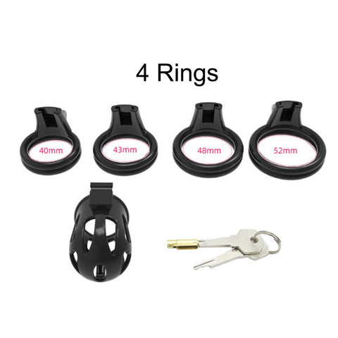 Imprison Bird Q226B Male Chastity Device Penis Cage Kit - with 4 Rings