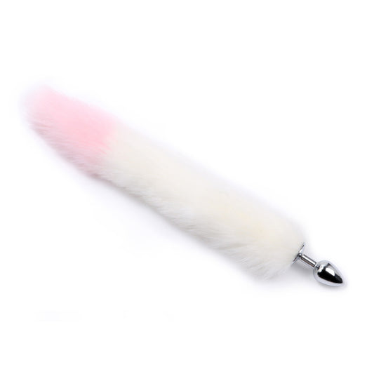 RY Cosplay Stainless Steel Fox Tail Anal Plug / Butt Plug - Pink-White