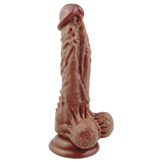 MD 7.48" Evil Realistic Dildo Veined & Beaded - Brown