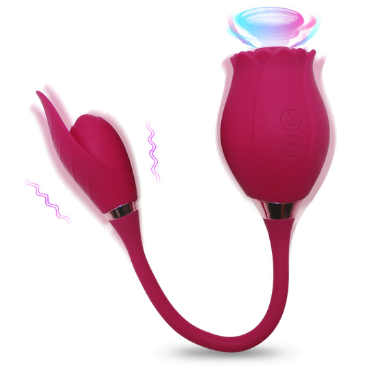 AH ROSE 3 in 1 Double-Ended Suction & Licking Vibrator