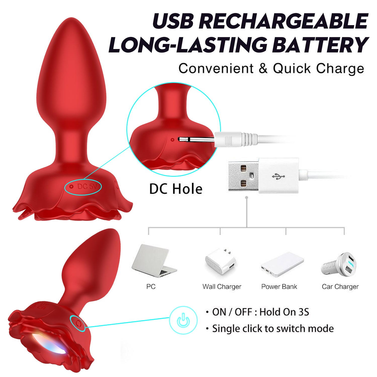 AH ROSE Lighting Remote Control Anal Plug Vibrator - Red sexyplay.com.au AH ROSE Lighting Remote Control Anal Plug Vibrator - Red sexyplay.com.au