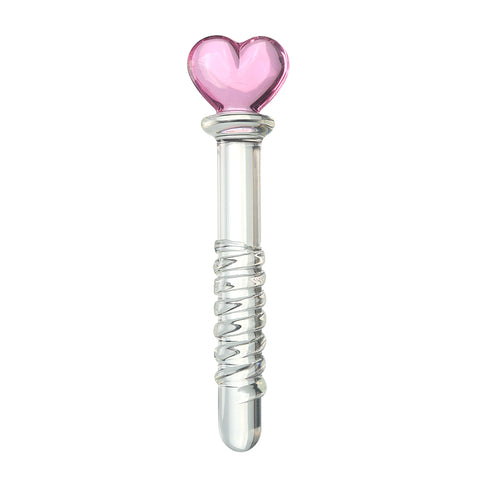 20cm Heart Threaded Glass Dildo / Anal Plug