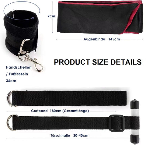 BDSM Over The Door Restraint System Handcuffs & Ankle Cuffs Bondage Kit