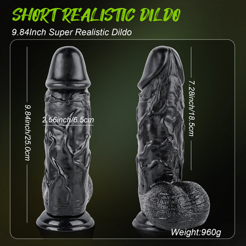MD 9.84" Fatty Super Realistic Dildo - Black