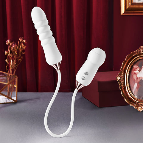 KISTOY Cathy Suction & Telescopic Dildo Vibrator - White