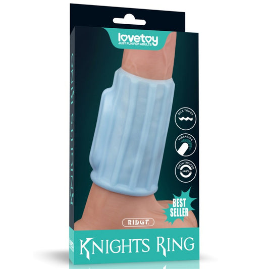 LOVETOY Vibrating Ridge Knights Ring Penis Sleeve - Blue
