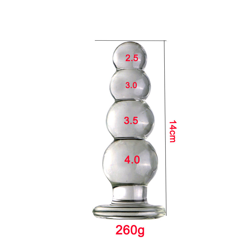 14cm XL Crystal Glass Anal Plug - 4 Balls
