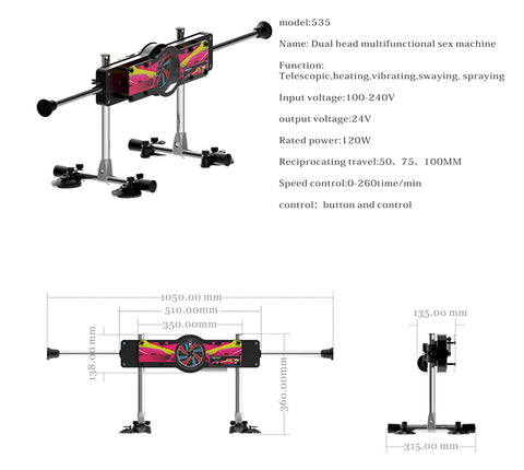 Z-Sex 535 Remote Control Couple’s Double Ended Auto Thrusting Sex Machine Kit