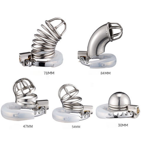 STAINLESS STEEL Male Chastity Device Penis Cage with 42-62mm Adjustable Ring - RY072