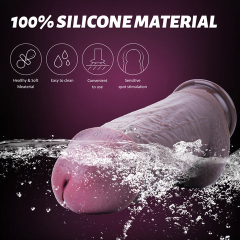 MD 8" Thick Silicone Realistic Dildo - Coffee