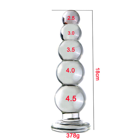 18cm XL Crystal Glass Anal Plug - 5 Balls