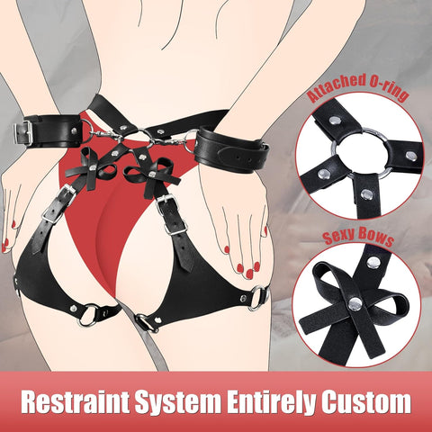 BDSM Sexy Straps Bondage Harness Restraints Set with Handcuffs