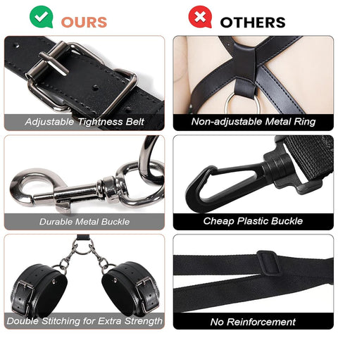 BDSM Anal Hook Bondage Restraints Kit with Adjustable Thigh Sling & Breasts Harness