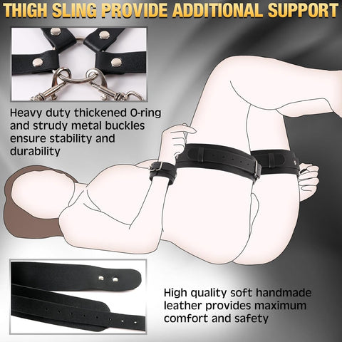 BDSM Sex Bondage Breast Restraint Harness with Wrist Cuffs & Thigh Sling