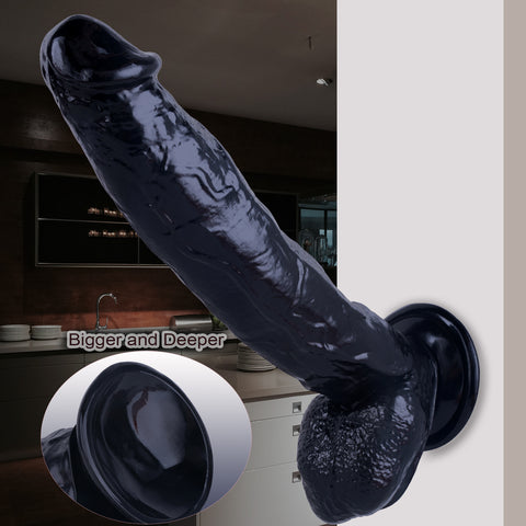 MD 12" Realistic Giant Dildo Dong - Black