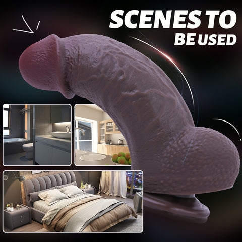 MD 8" Thick Silicone Realistic Dildo - Coffee