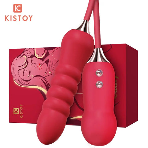 KISTOY Cathy Suction & Telescopic Dildo Vibrator - Red