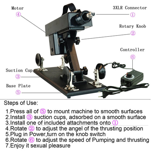 A6-H Auto Thrusting Sex Machine with 7 Attachments Kit