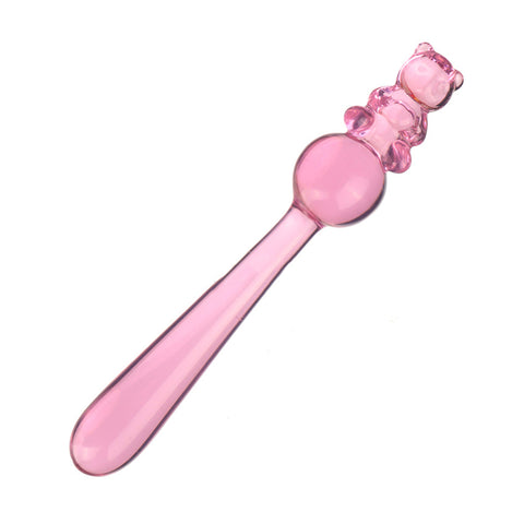 19cm Pink Bear Beaded Glass Dildo / Anal Plug