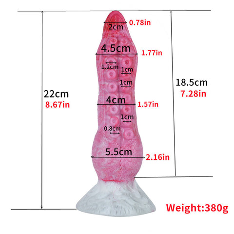 FAAK N5081 22cm Silicone Fantasy Tentacle Dildo - Pink/White