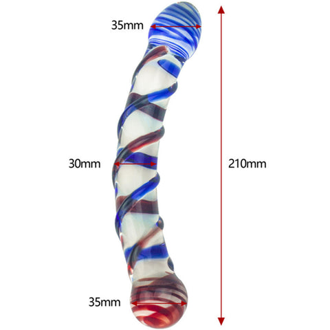 21cm Double-Ended Crystal Glass Dildo / Anal Plug - Red&Blue