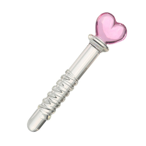 20cm Heart Threaded Glass Dildo / Anal Plug