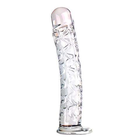 Ribbed Crystal Glass Realistic Dildo & Anal Plug - S/M/L
