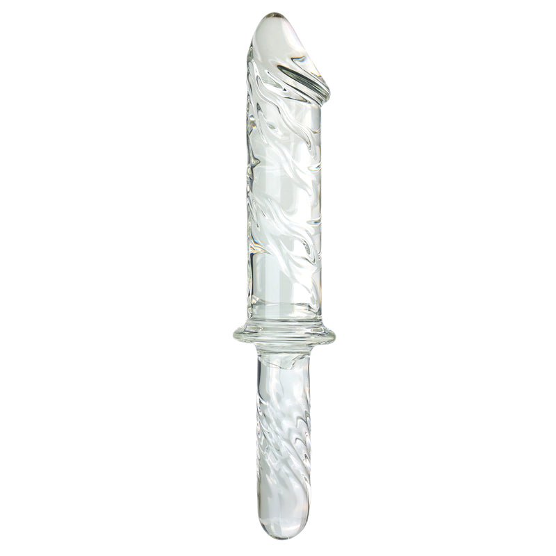 29cm Large Glass Realistic Dildo / Anal Plug Thruster - Clear