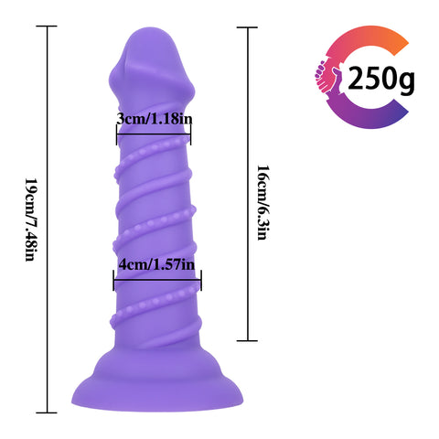 MD 7.48" Fantasy Realistic Dildo / Anal Plug - Purple