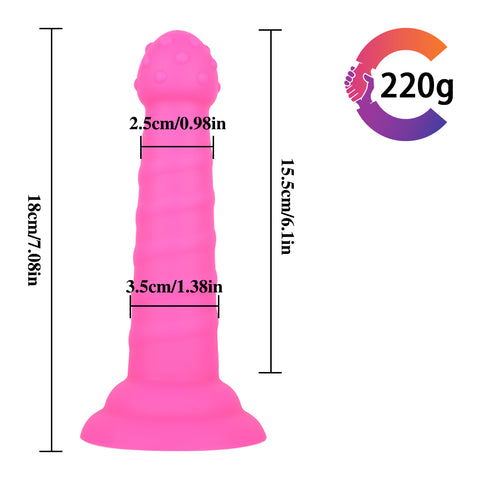 MD 7.08" Fantasy Realistic Dildo / Anal Plug - Rose