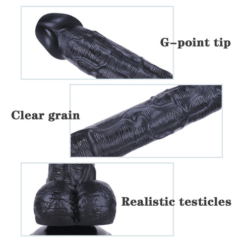 MD Safi 11.02" Giant Super Realistic Dildo - Black