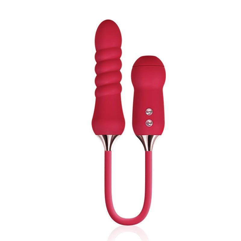 KISTOY Cathy Suction & Telescopic Dildo Vibrator - Red