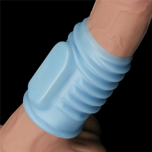 LOVETOY Vibrating Spiral Knights Ring Penis Sleeve - Blue