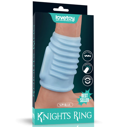 LOVETOY Vibrating Spiral Knights Ring Penis Sleeve - Blue