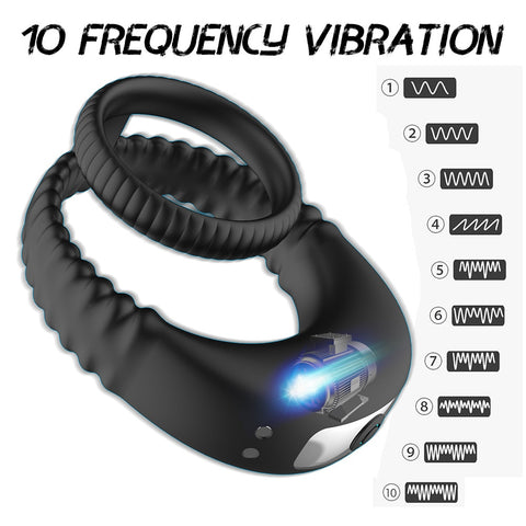 AH Double Ring Delay Ejaculation Vibrating Penis Ring / Couples Ring