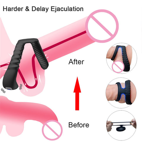 AH Double Ring Delay Ejaculation Vibrating Penis Ring / Couples Ring