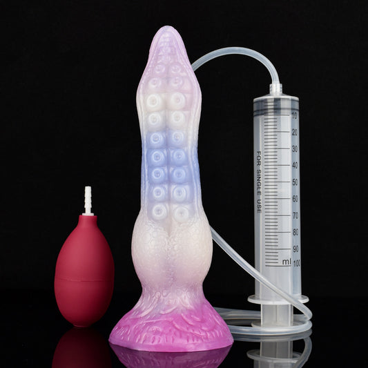 YOCY Ejaculating Octopus Tentacle Dildo With Syringe and Bulb- Seajelly