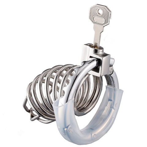 STAINLESS STEEL Male Chastity Device Penis Cage with 42-62mm Adjustable Ring - RY073