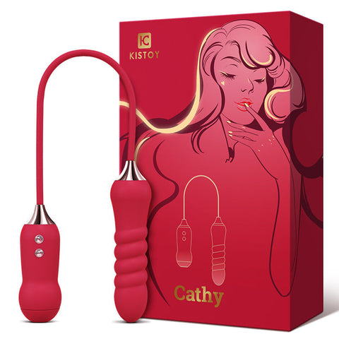 KISTOY Cathy Suction & Telescopic Dildo Vibrator - Red